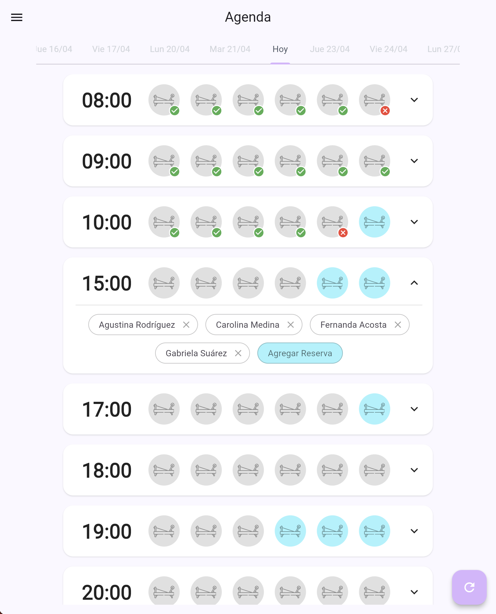 Agenda semanal mySpot